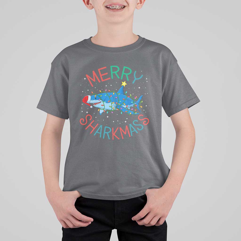 Christmas Shark T Shirt For Kid Funny Merry Sharkmas Xmas Gift - Wonder Print Shop