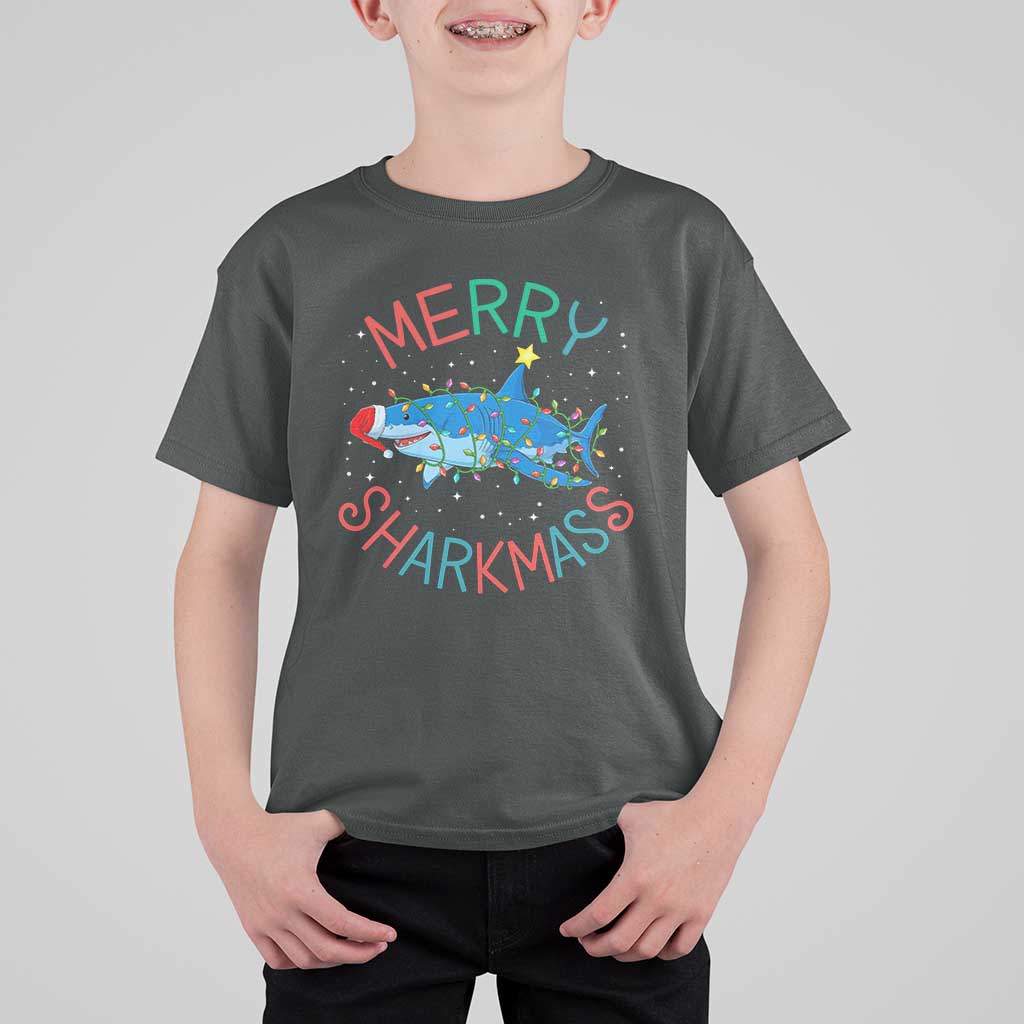 Christmas Shark T Shirt For Kid Funny Merry Sharkmas Xmas Gift - Wonder Print Shop
