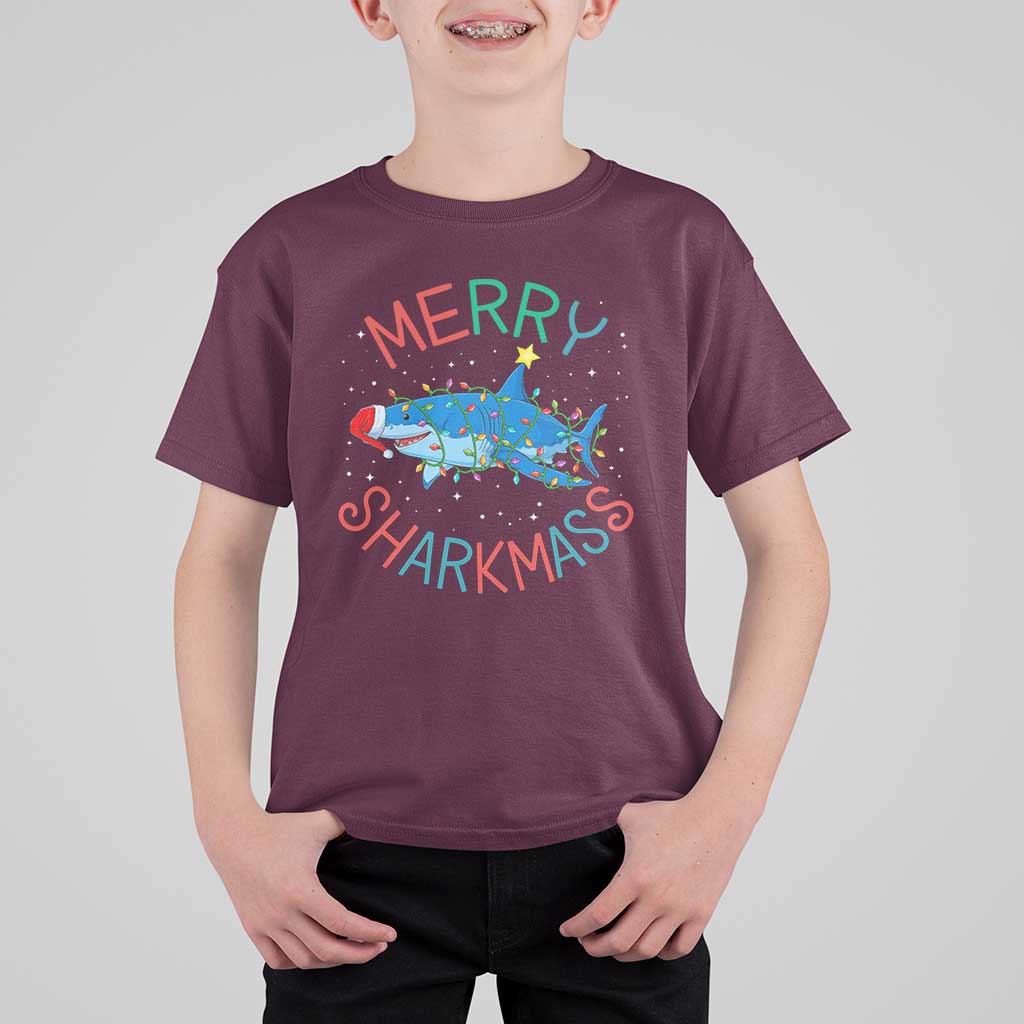 Christmas Shark T Shirt For Kid Funny Merry Sharkmas Xmas Gift - Wonder Print Shop