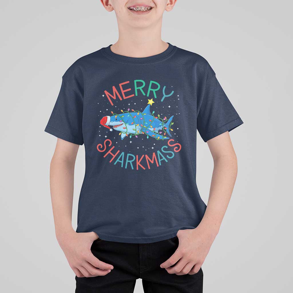 Christmas Shark T Shirt For Kid Funny Merry Sharkmas Xmas Gift - Wonder Print Shop