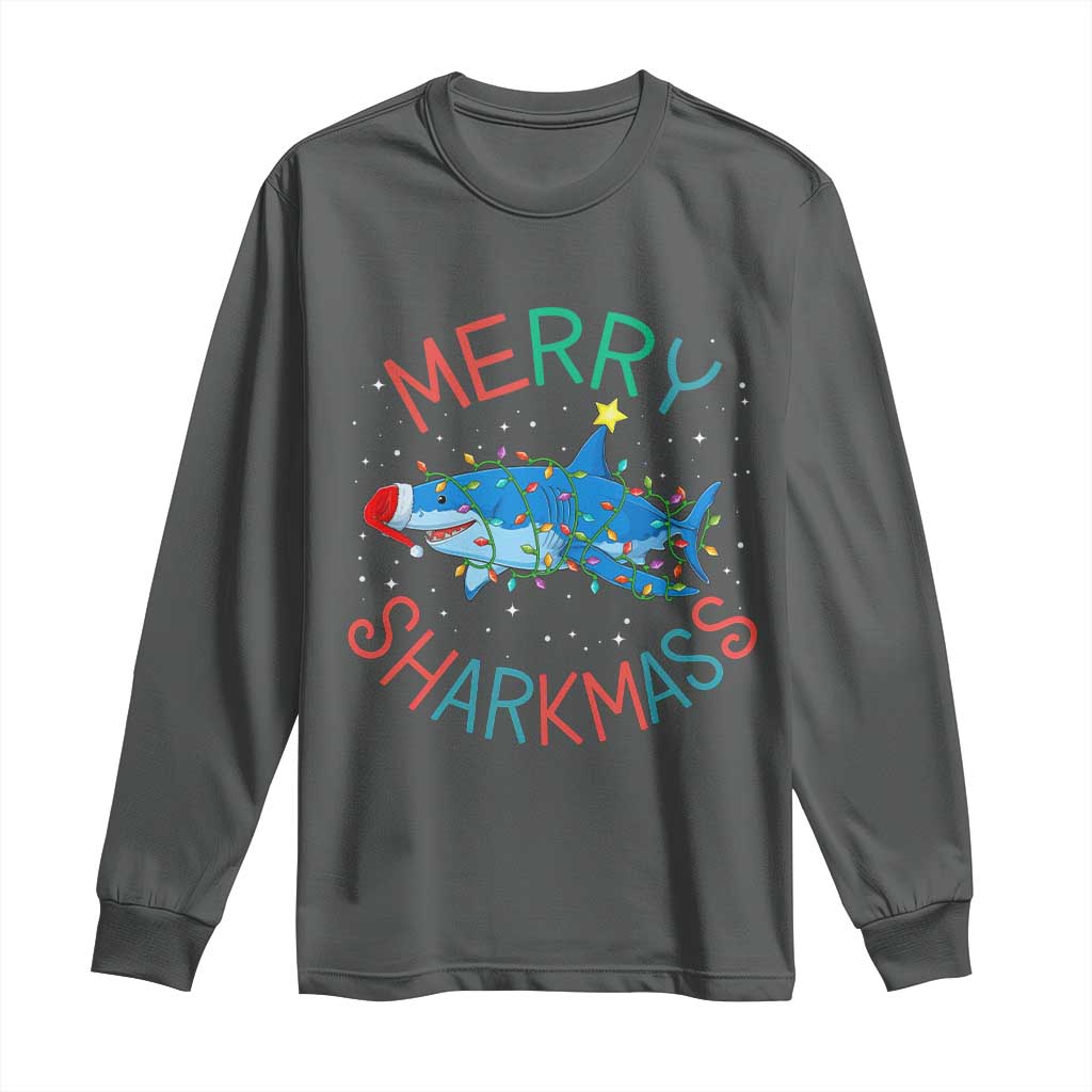 Christmas Shark Long Sleeve Shirt Funny Merry Sharkmas Xmas Gift - Wonder Print Shop
