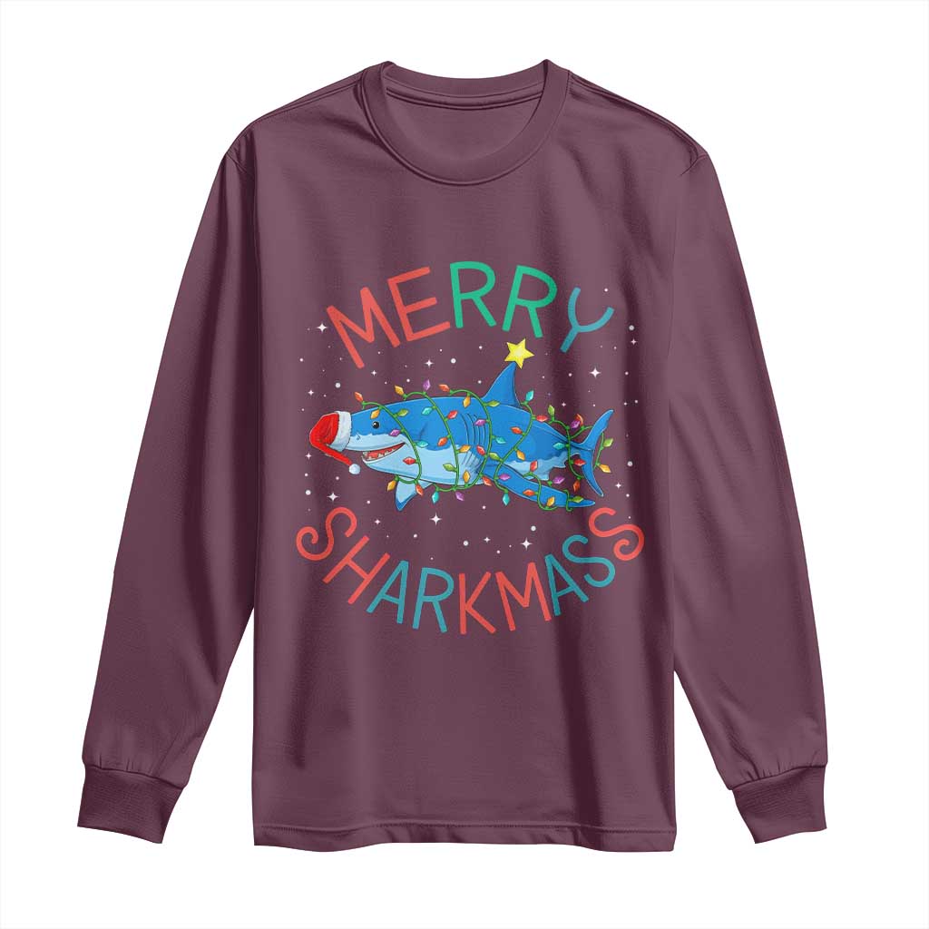 Christmas Shark Long Sleeve Shirt Funny Merry Sharkmas Xmas Gift - Wonder Print Shop
