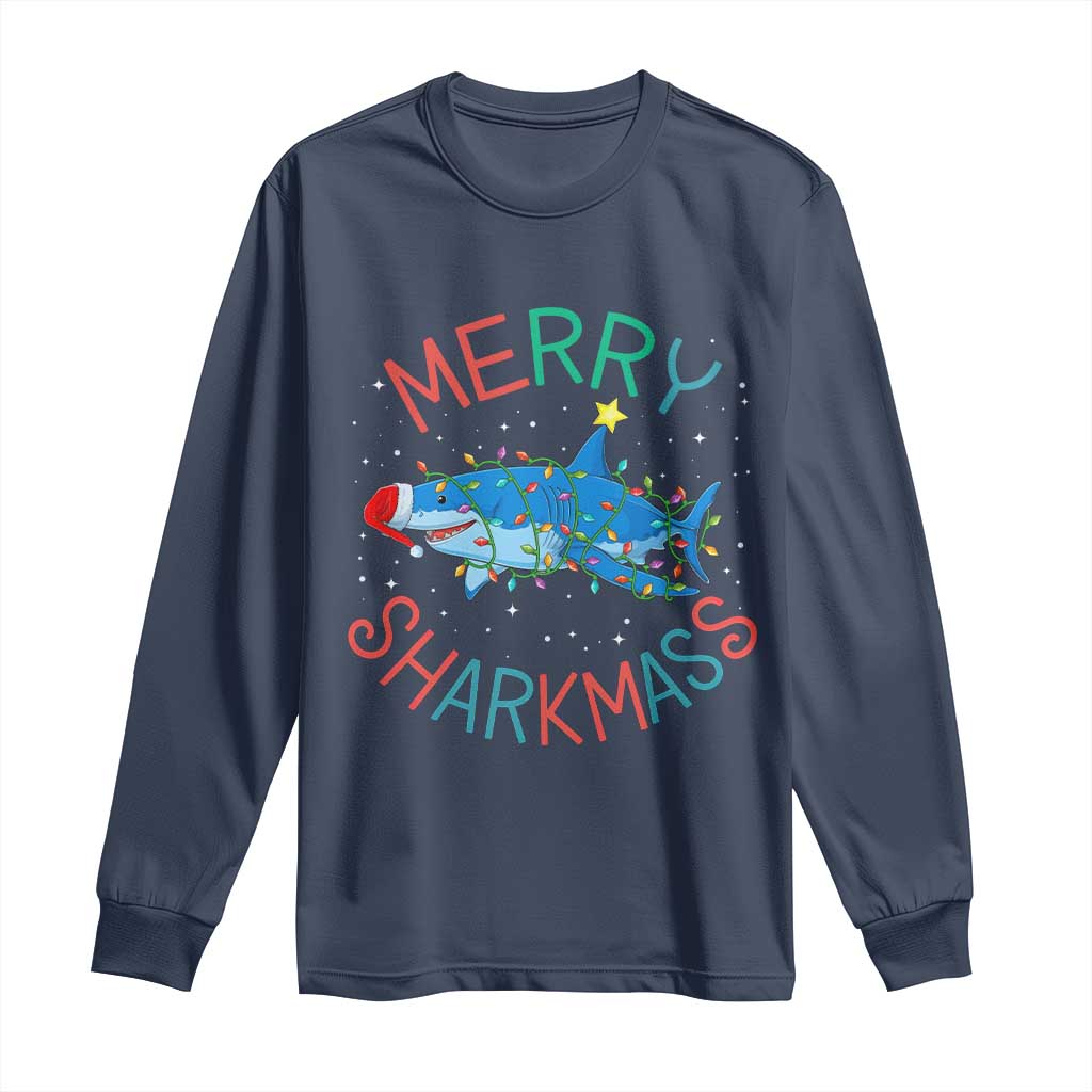Christmas Shark Long Sleeve Shirt Funny Merry Sharkmas Xmas Gift - Wonder Print Shop