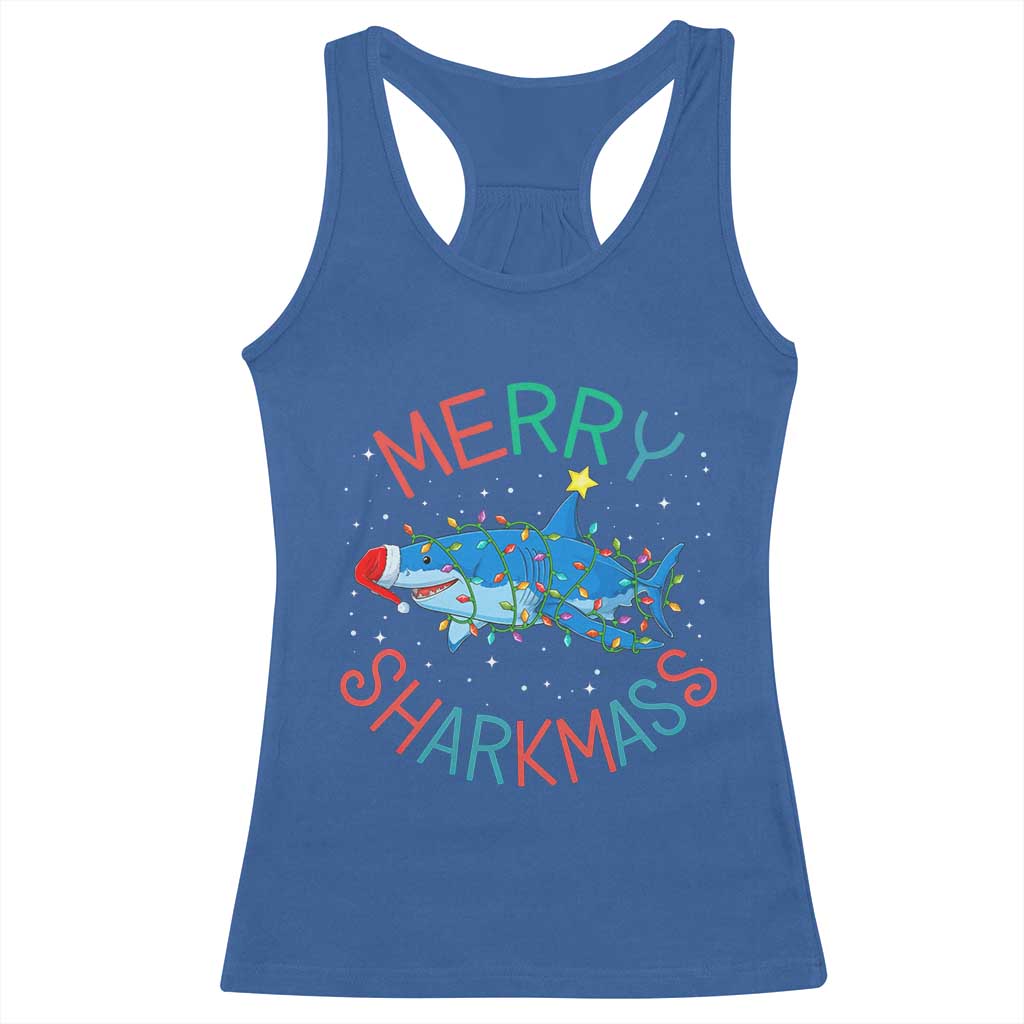 Christmas Shark Racerback Tank Top Funny Merry Sharkmas Xmas Gift - Wonder Print Shop