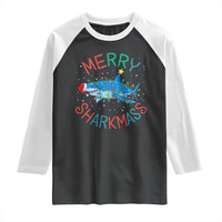 Christmas Shark Raglan Shirt Funny Merry Sharkmas Xmas Gift - Wonder Print Shop
