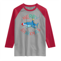 Christmas Shark Raglan Shirt Funny Merry Sharkmas Xmas Gift - Wonder Print Shop