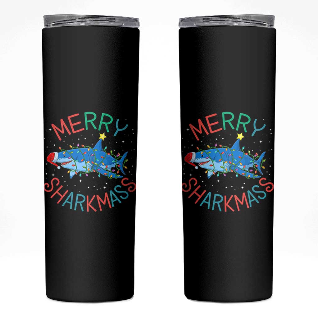 Christmas Shark Skinny Tumbler Funny Merry Sharkmas Xmas Gift