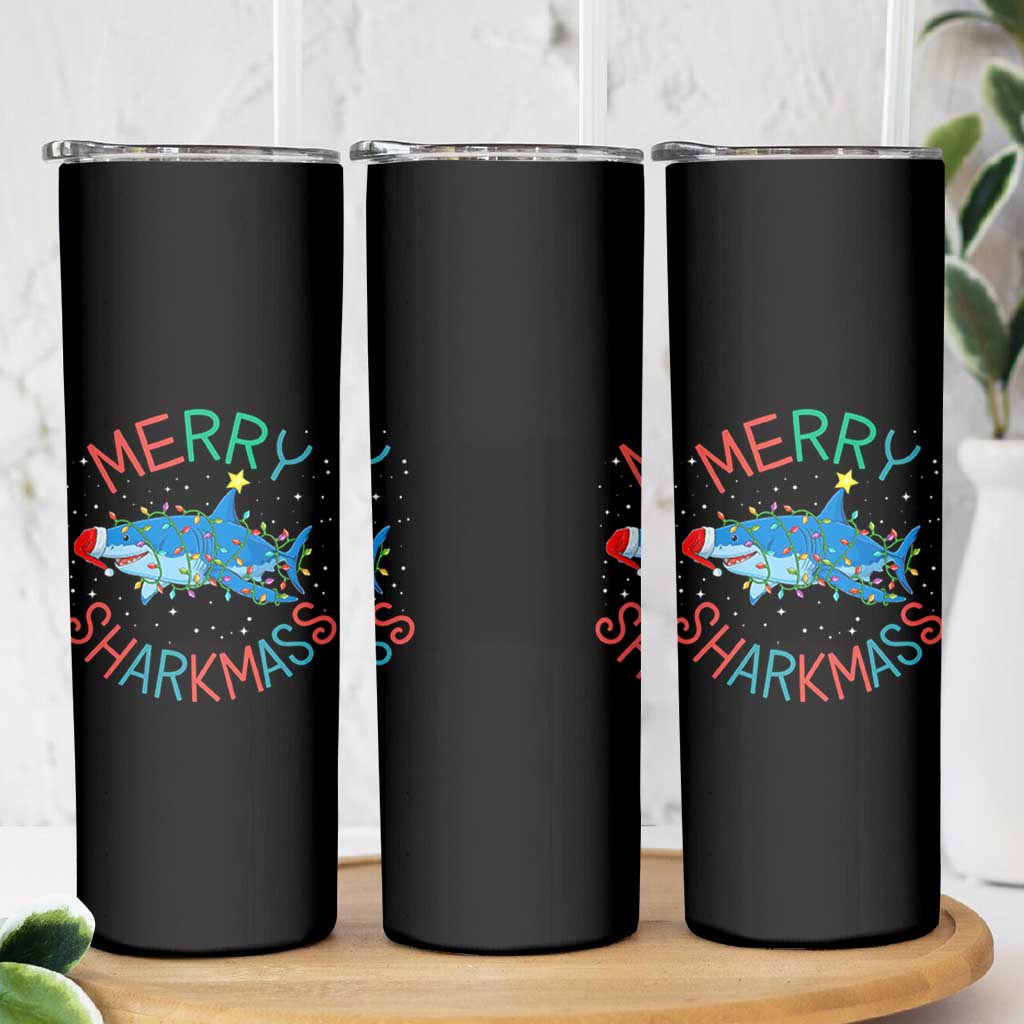 Christmas Shark Skinny Tumbler Funny Merry Sharkmas Xmas Gift