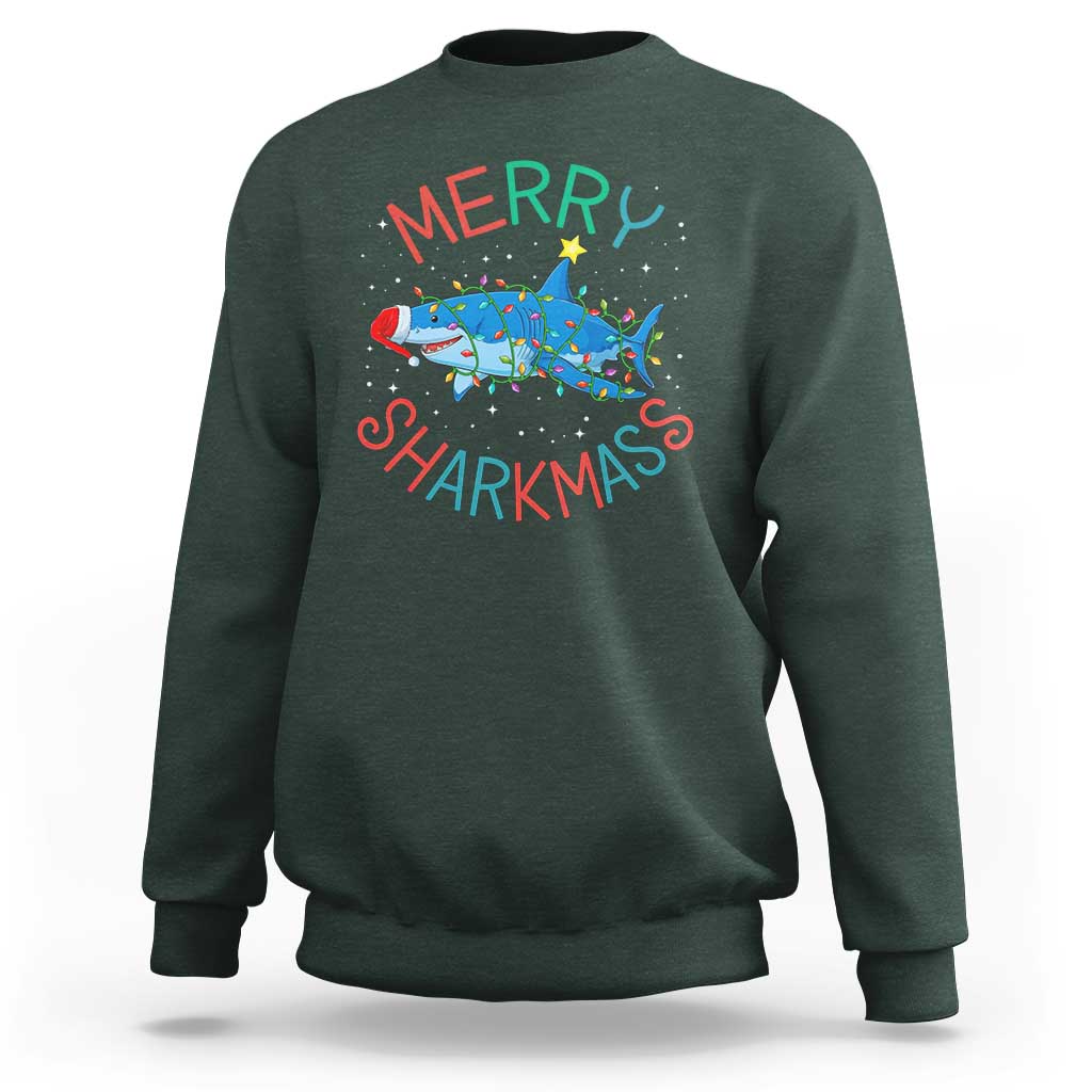 Christmas Shark Sweatshirt Funny Merry Sharkmas Xmas Gift - Wonder Print Shop