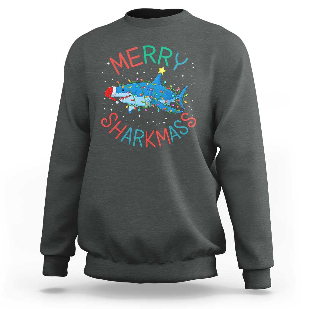 Christmas Shark Sweatshirt Funny Merry Sharkmas Xmas Gift - Wonder Print Shop