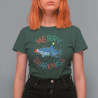 Christmas Shark T Shirt For Women Funny Merry Sharkmas Xmas Gift - Wonder Print Shop