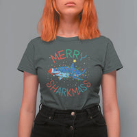 Christmas Shark T Shirt For Women Funny Merry Sharkmas Xmas Gift - Wonder Print Shop