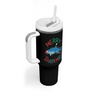 Christmas Shark Tumbler With Handle Funny Merry Sharkmas Xmas Gift