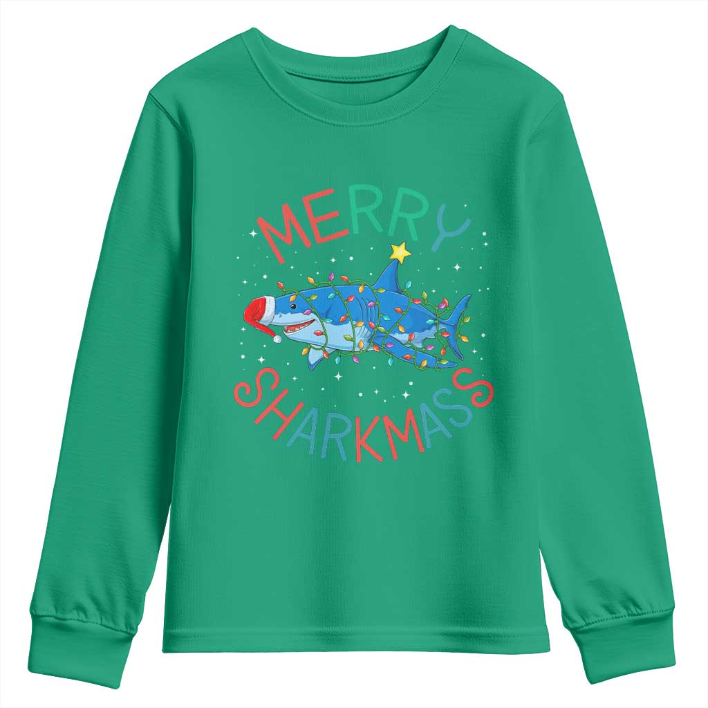 Christmas Shark Youth Sweatshirt Funny Merry Sharkmas Xmas Gift - Wonder Print Shop