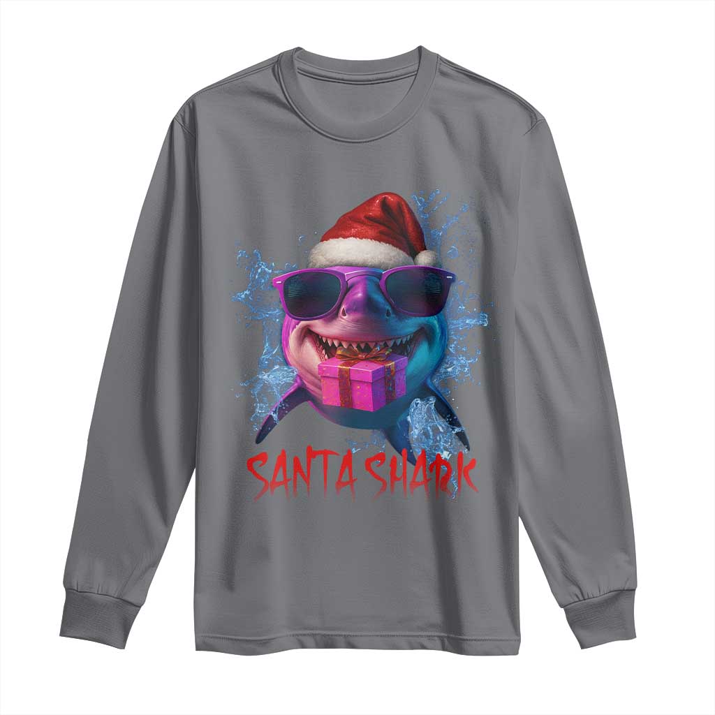 Funny Christmas Santa Shark Xmas Gift Long Sleeve Shirt - Wonder Print Shop