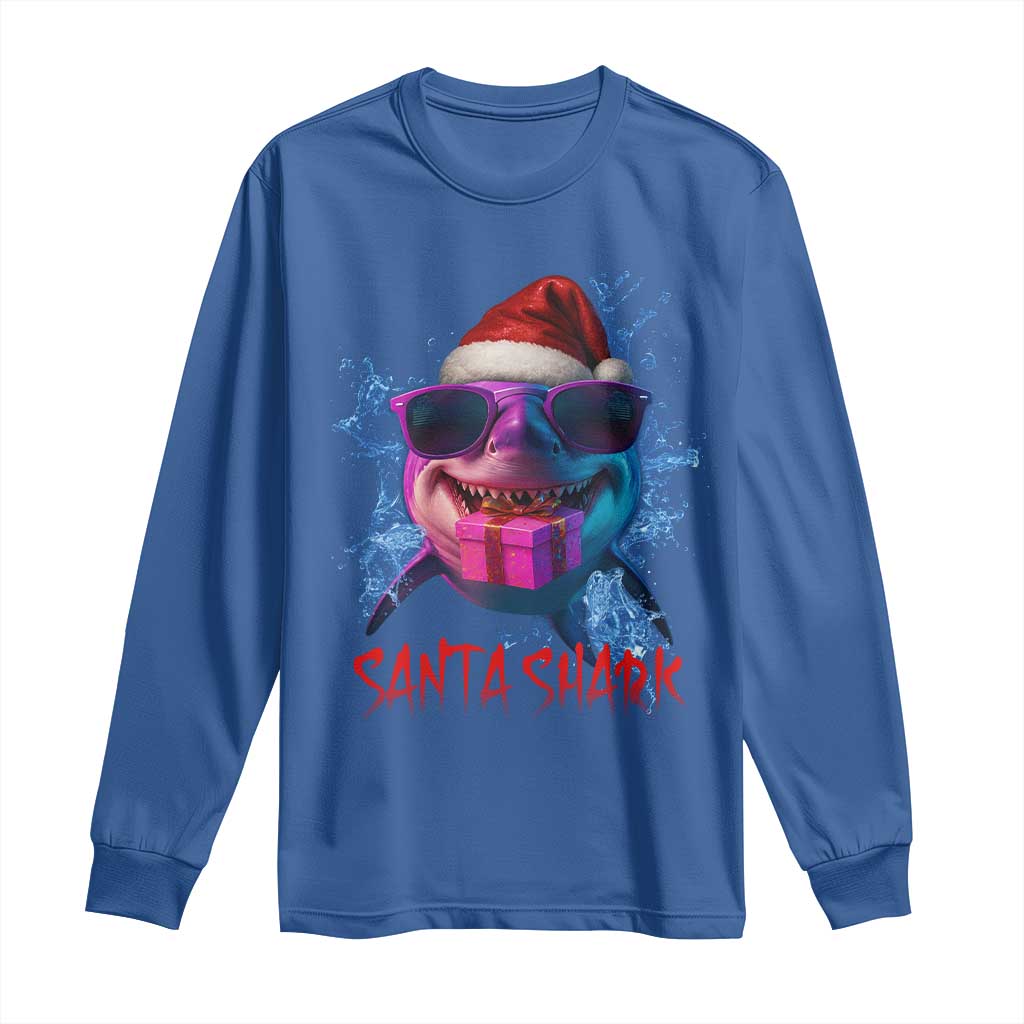 Funny Christmas Santa Shark Xmas Gift Long Sleeve Shirt - Wonder Print Shop