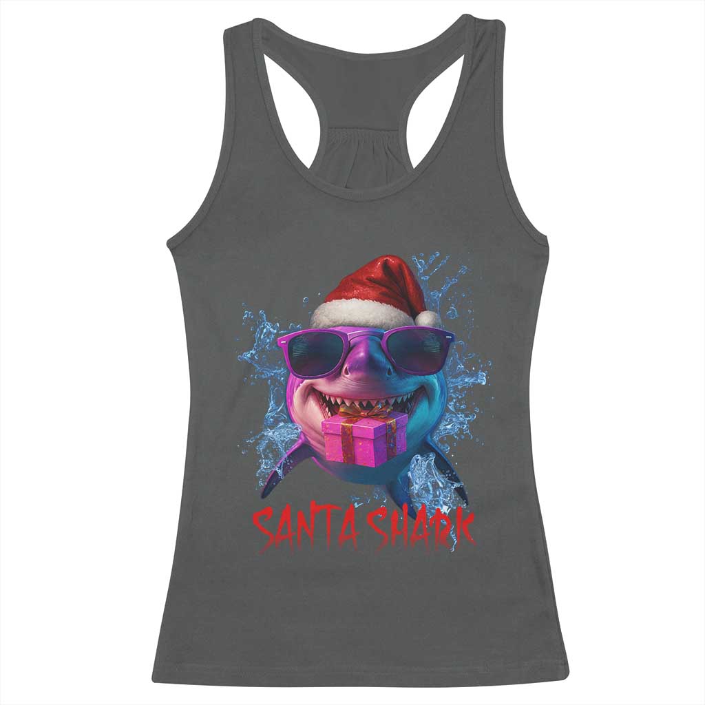 Funny Christmas Santa Shark Xmas Gift Racerback Tank Top - Wonder Print Shop