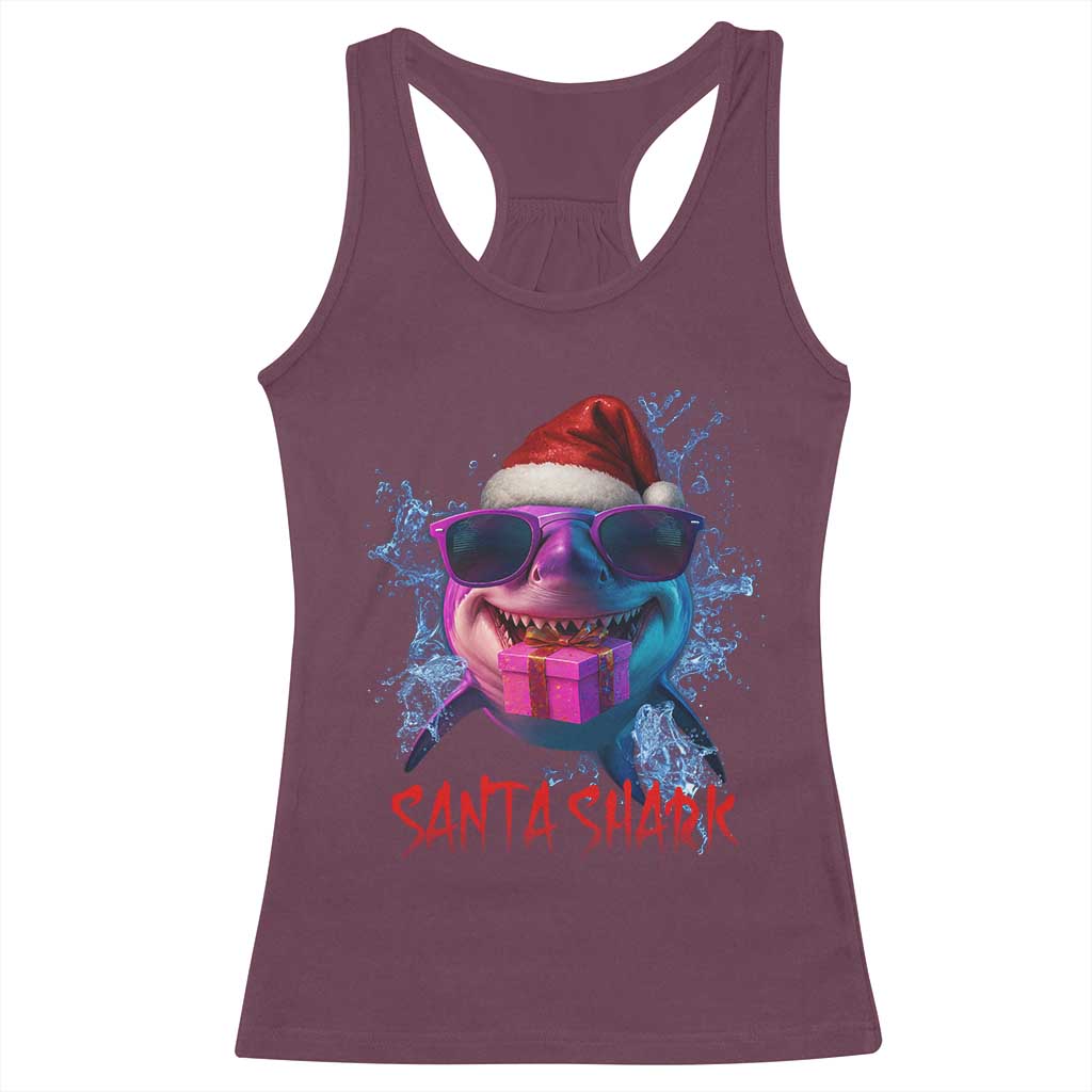 Funny Christmas Santa Shark Xmas Gift Racerback Tank Top - Wonder Print Shop