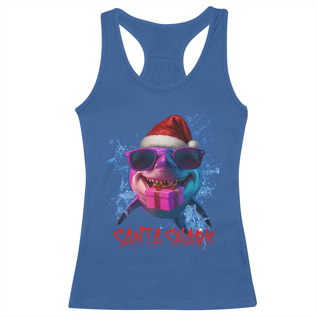 Funny Christmas Santa Shark Xmas Gift Racerback Tank Top - Wonder Print Shop