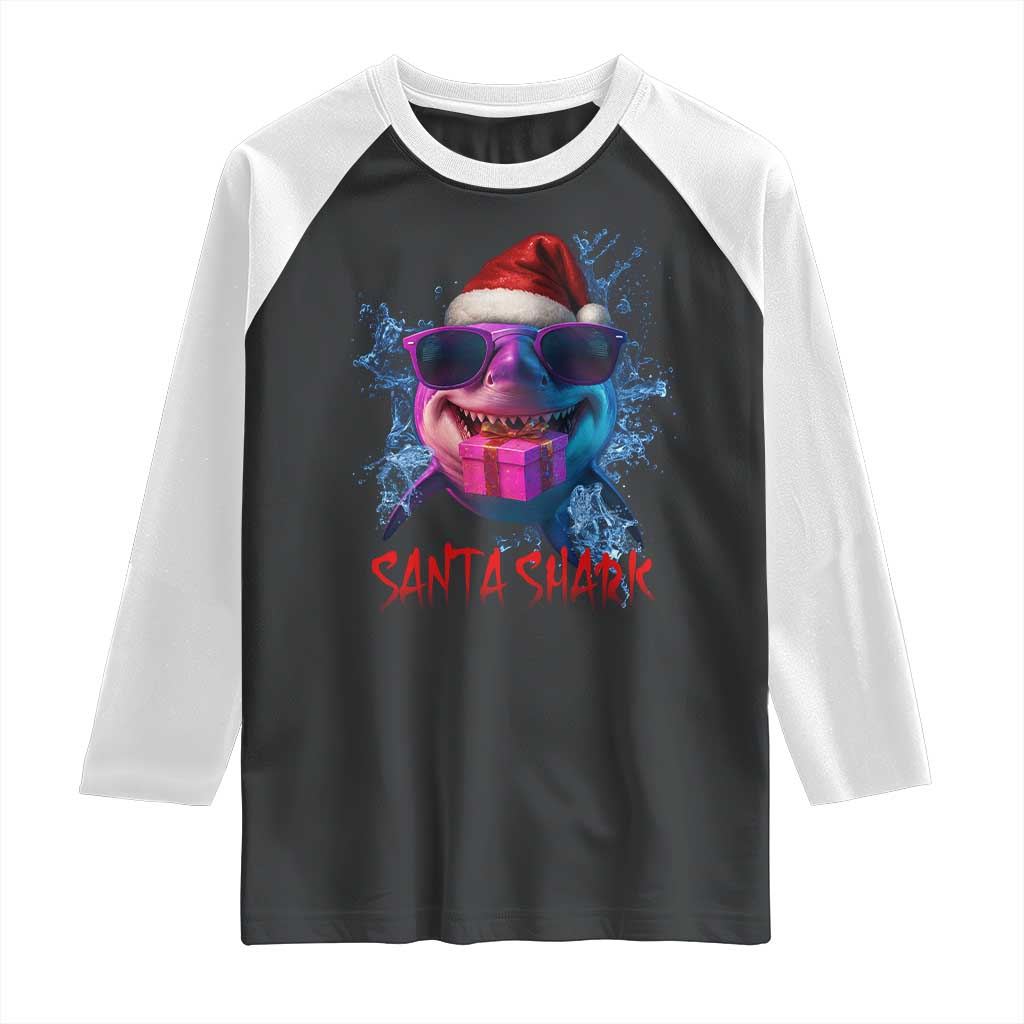 Funny Christmas Santa Shark Xmas Gift Raglan Shirt - Wonder Print Shop
