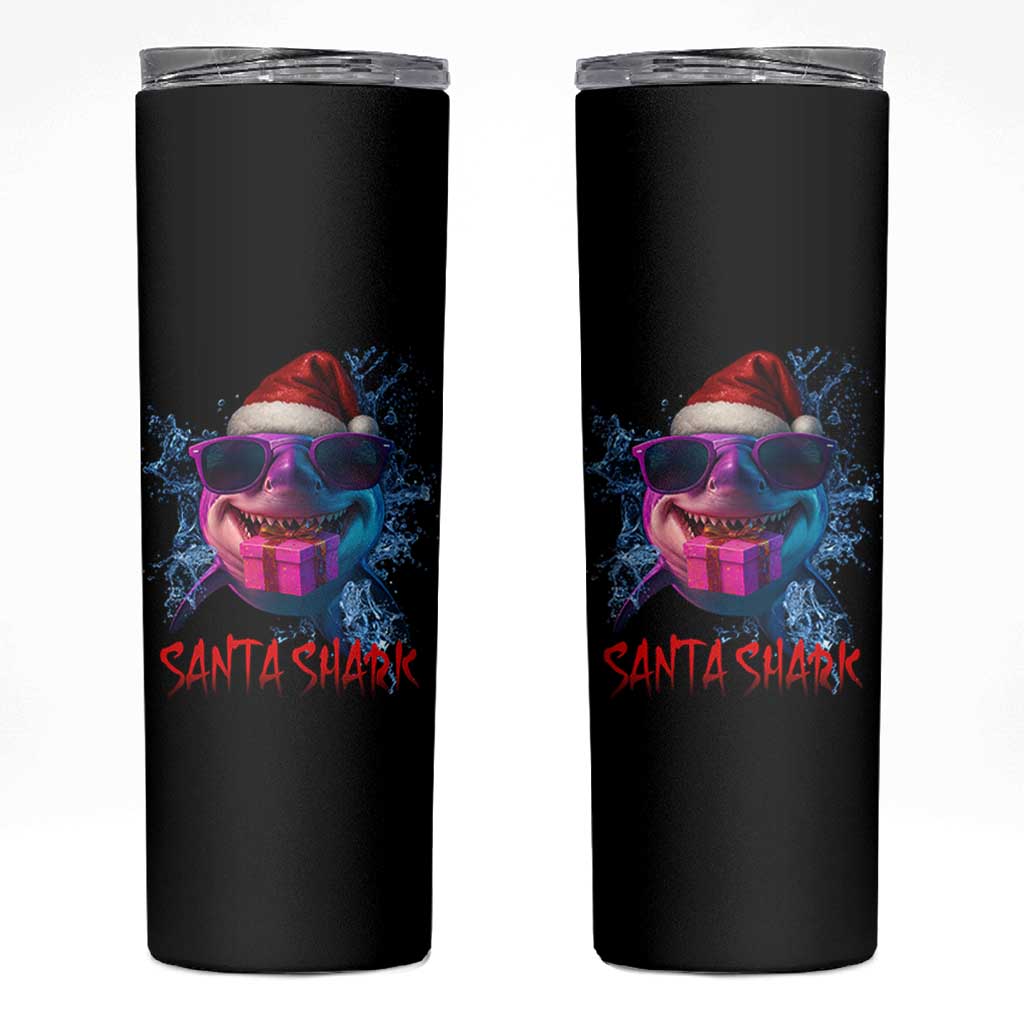 Funny Christmas Santa Shark Xmas Gift Skinny Tumbler