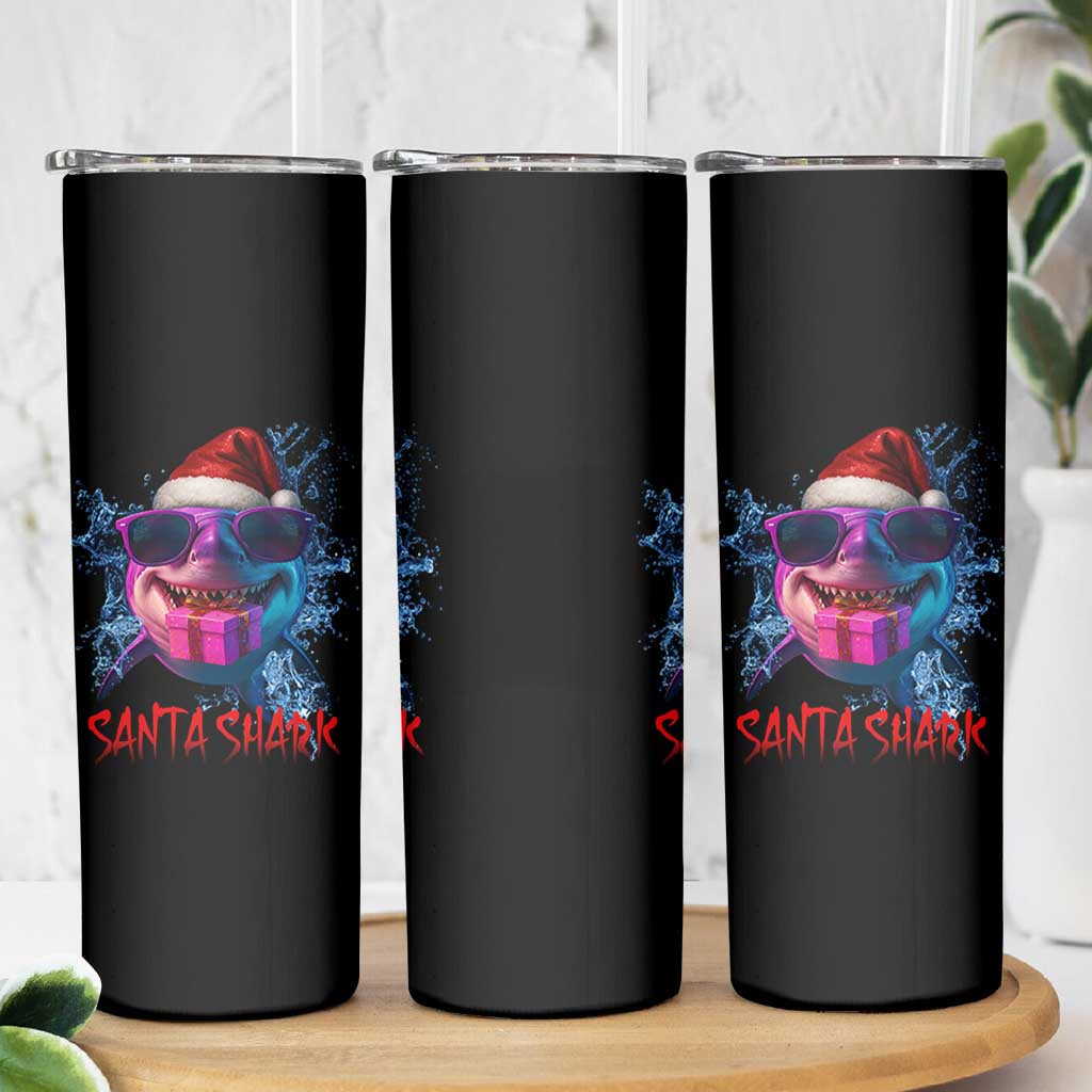 Funny Christmas Santa Shark Xmas Gift Skinny Tumbler
