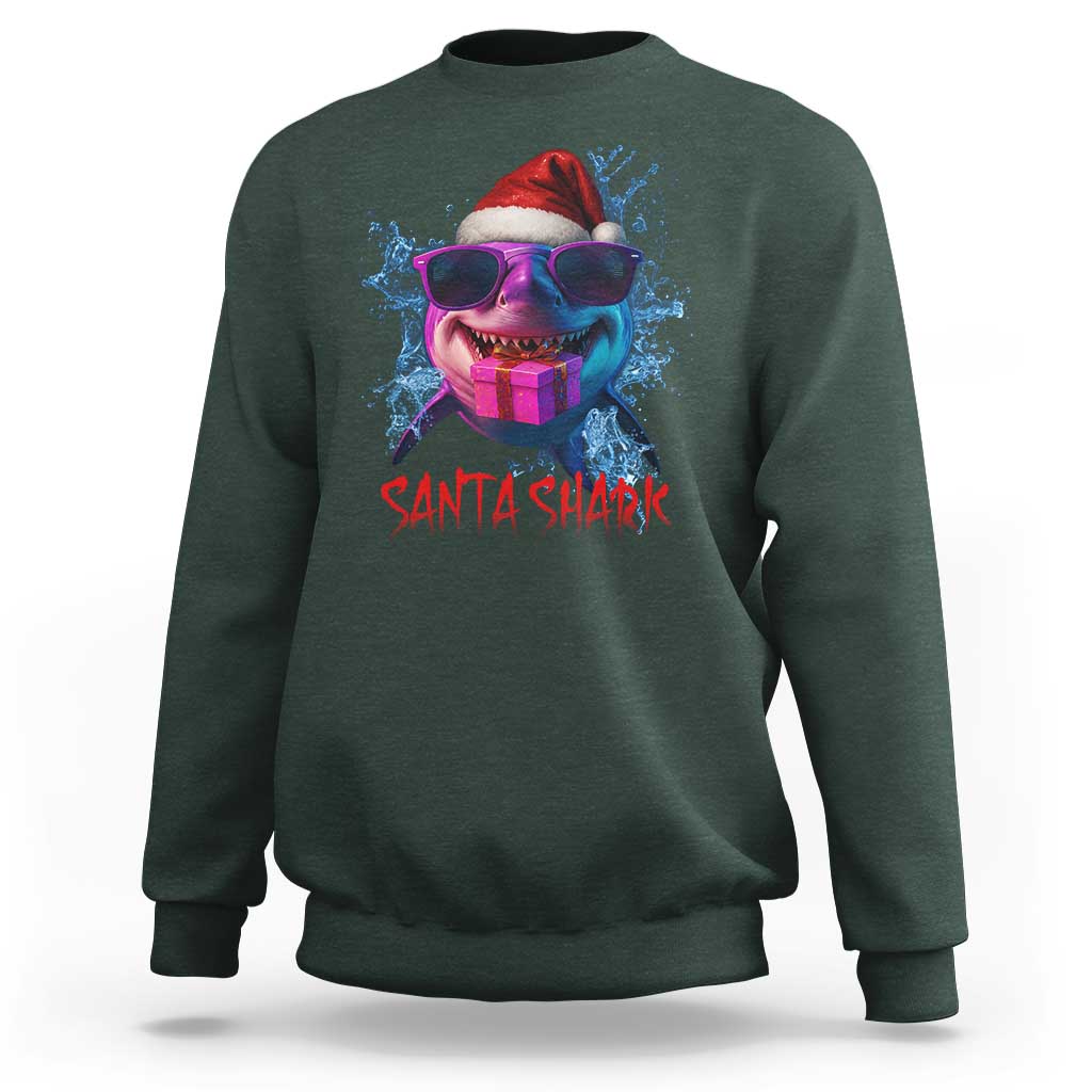 Funny Christmas Santa Shark Xmas Gift Sweatshirt - Wonder Print Shop