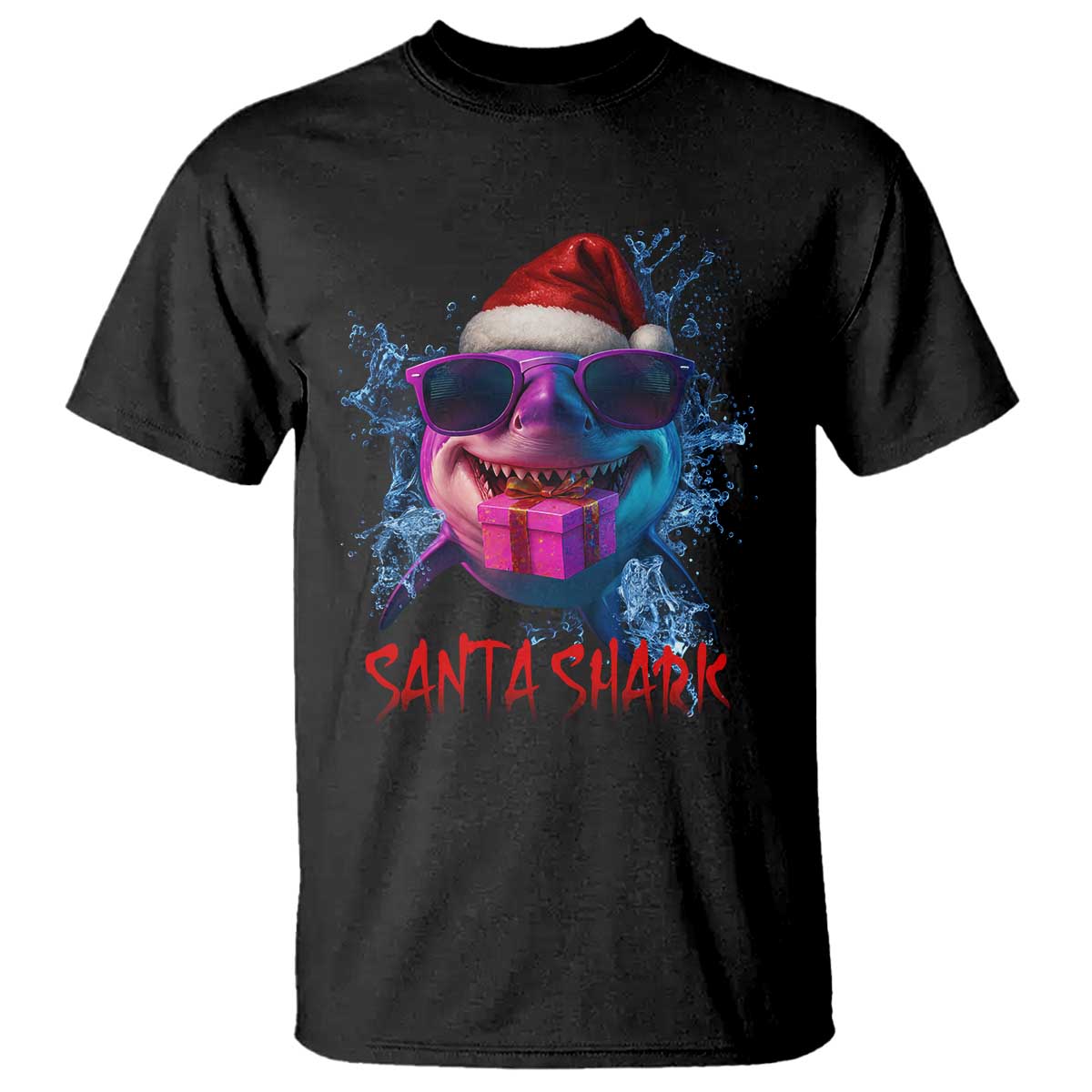 Funny Christmas Santa Shark Xmas Gift T Shirt - Wonder Print Shop