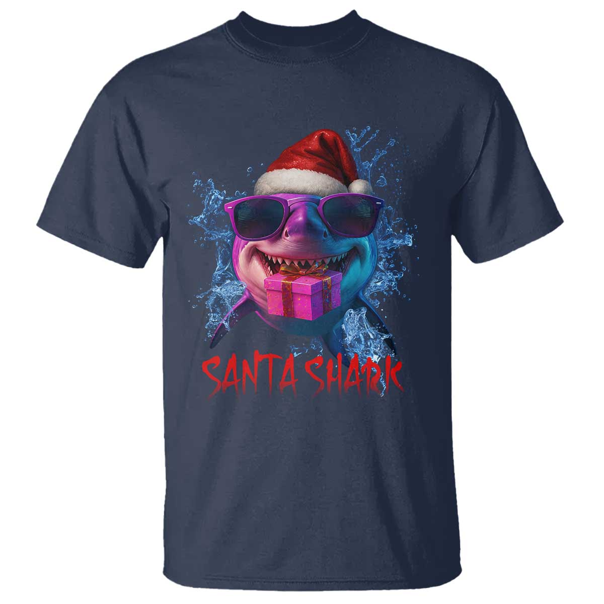 Funny Christmas Santa Shark Xmas Gift T Shirt - Wonder Print Shop