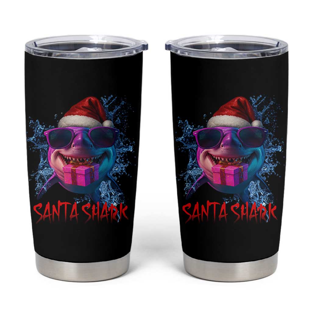 Funny Christmas Santa Shark Xmas Gift Tumbler Cup