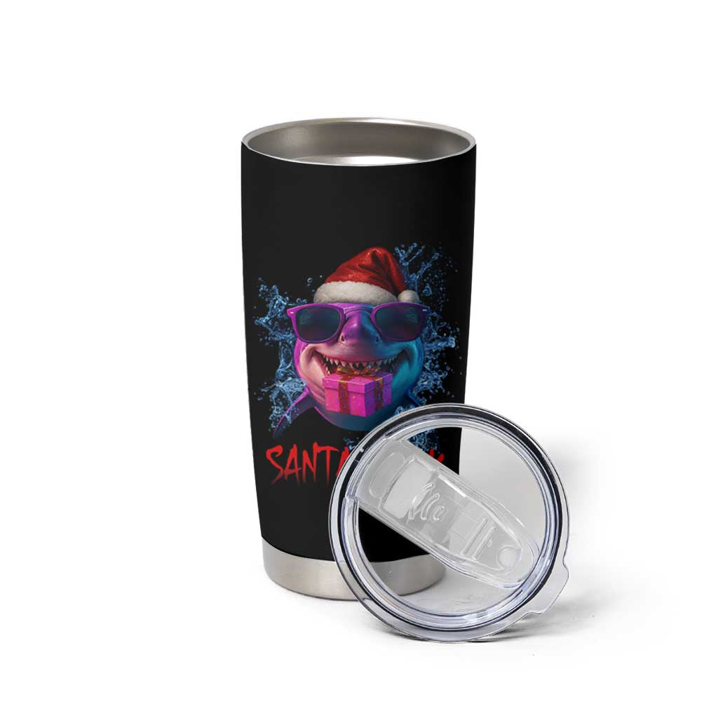 Funny Christmas Santa Shark Xmas Gift Tumbler Cup
