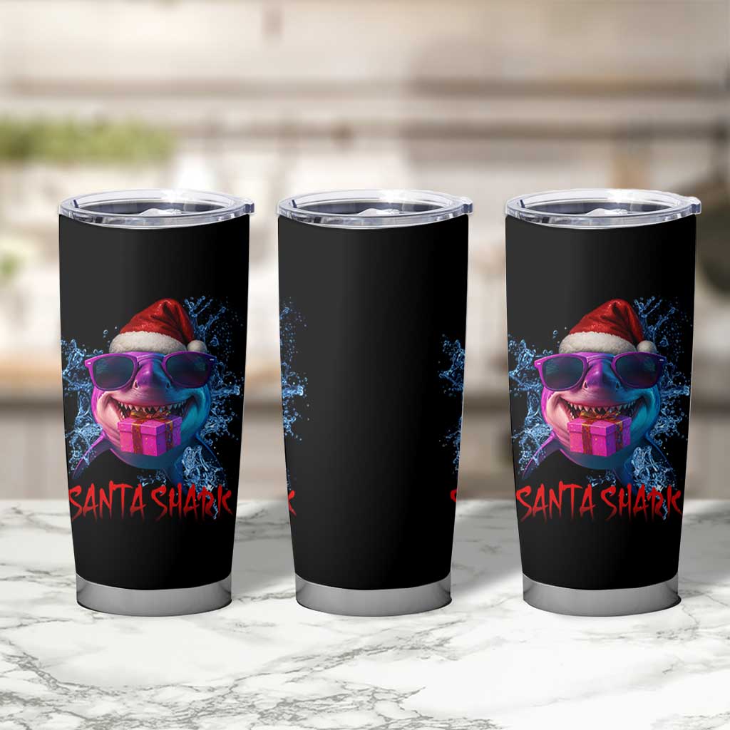 Funny Christmas Santa Shark Xmas Gift Tumbler Cup