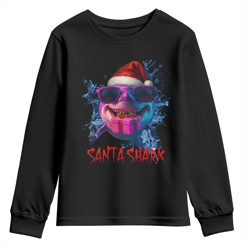 Funny Christmas Santa Shark Xmas Gift Youth Sweatshirt - Wonder Print Shop