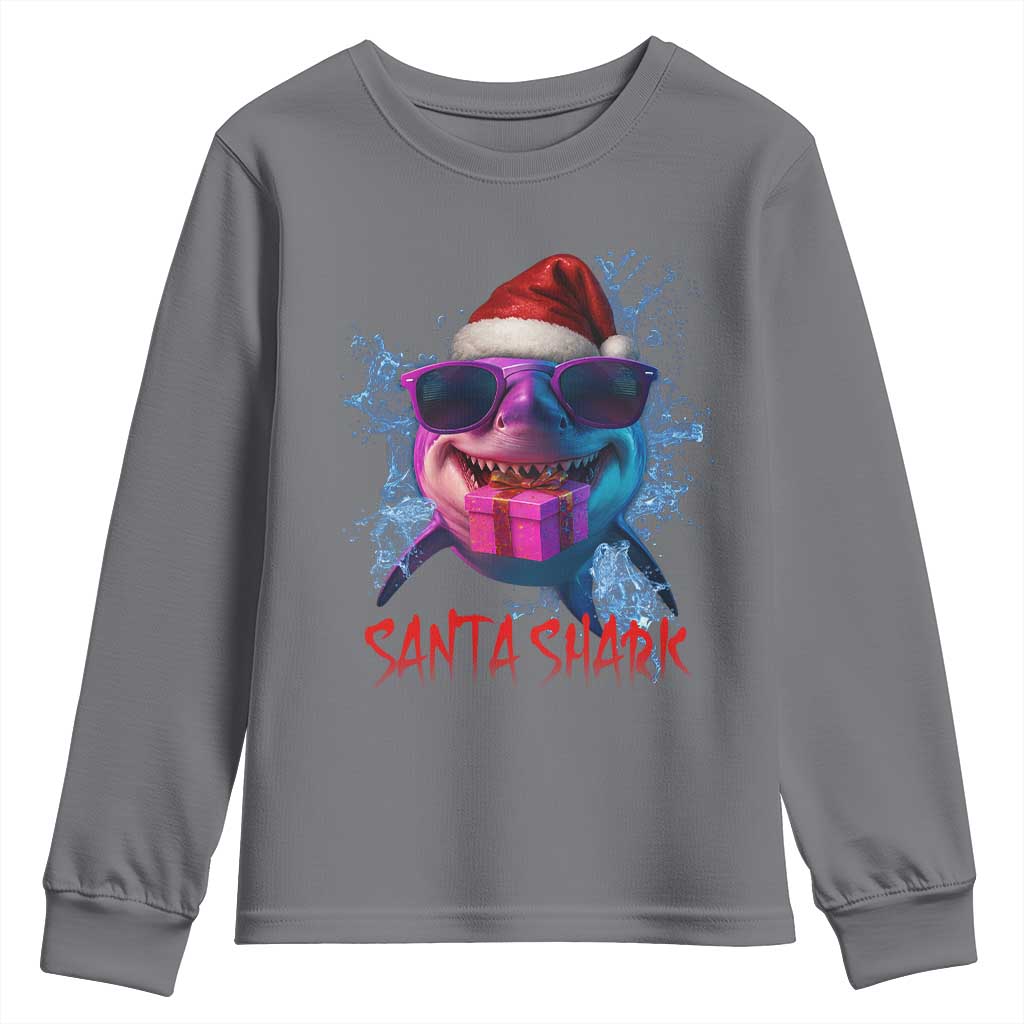 Funny Christmas Santa Shark Xmas Gift Youth Sweatshirt - Wonder Print Shop