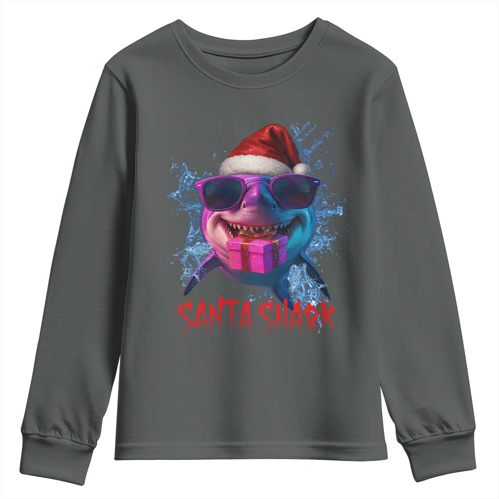 Funny Christmas Santa Shark Xmas Gift Youth Sweatshirt - Wonder Print Shop
