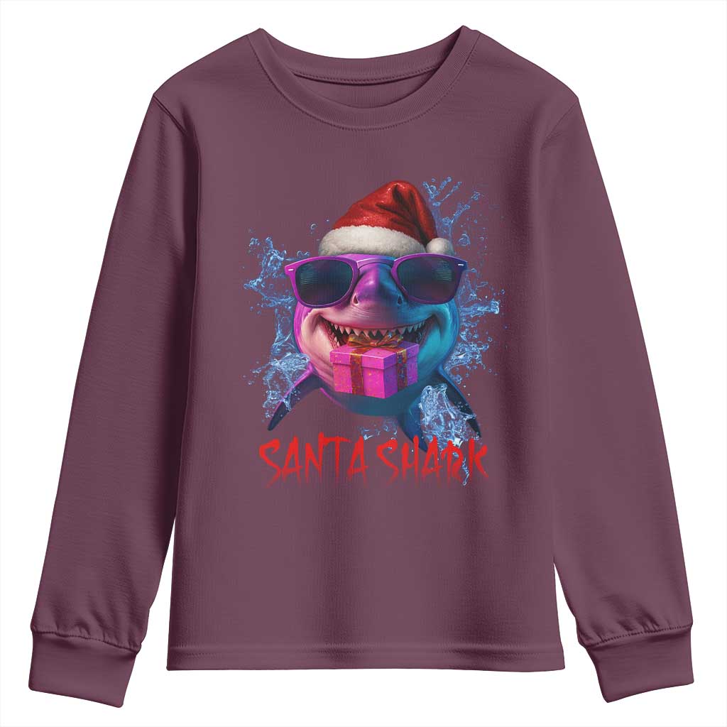 Funny Christmas Santa Shark Xmas Gift Youth Sweatshirt - Wonder Print Shop
