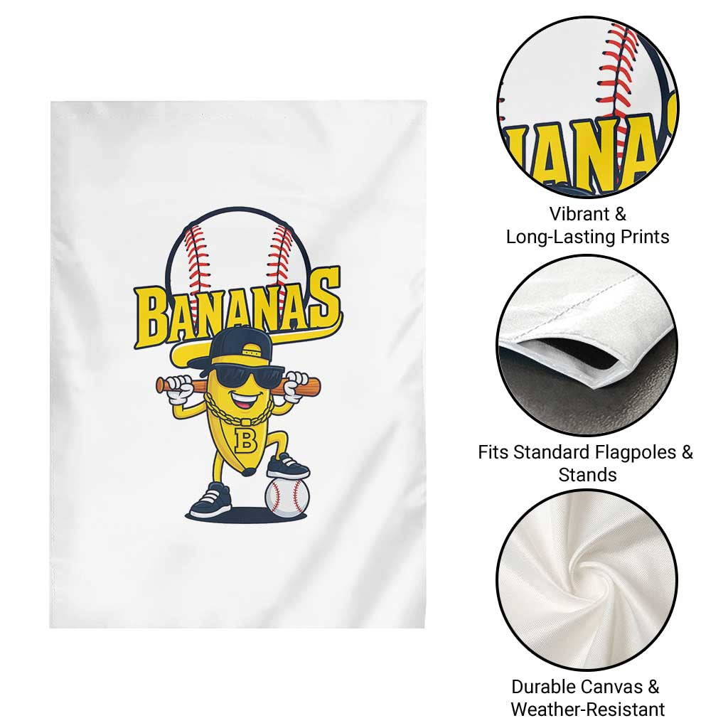 Cool Banana Playing Baseball Garden Flag Funny Fruit Sports Gift - Wonder Print Shop