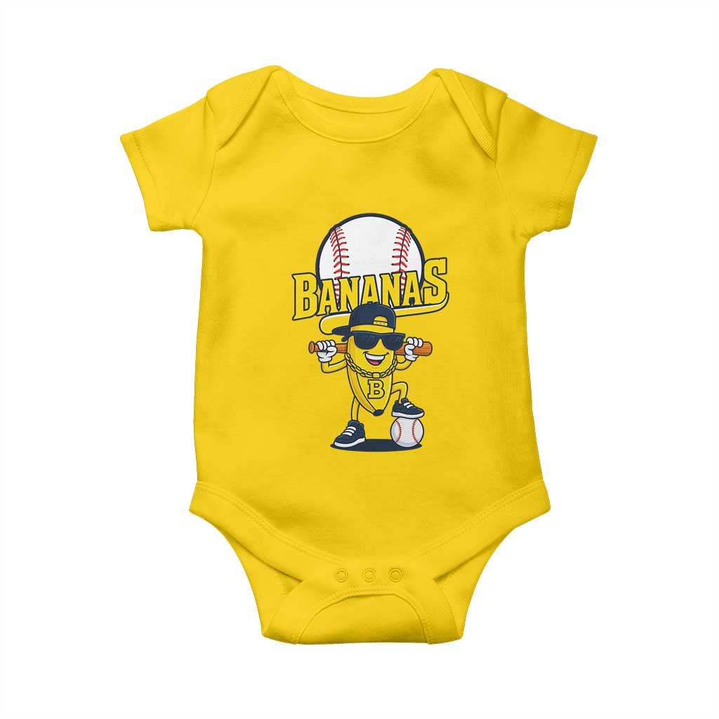 Cool Banana Playing Baseball Baby Onesie Funny Fruit Sports Gift - Wonder Print Shop