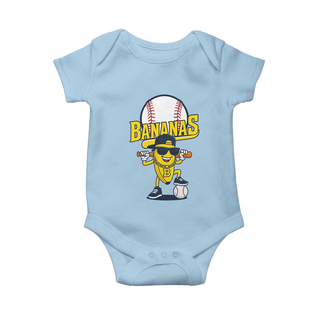 Cool Banana Playing Baseball Baby Onesie Funny Fruit Sports Gift - Wonder Print Shop