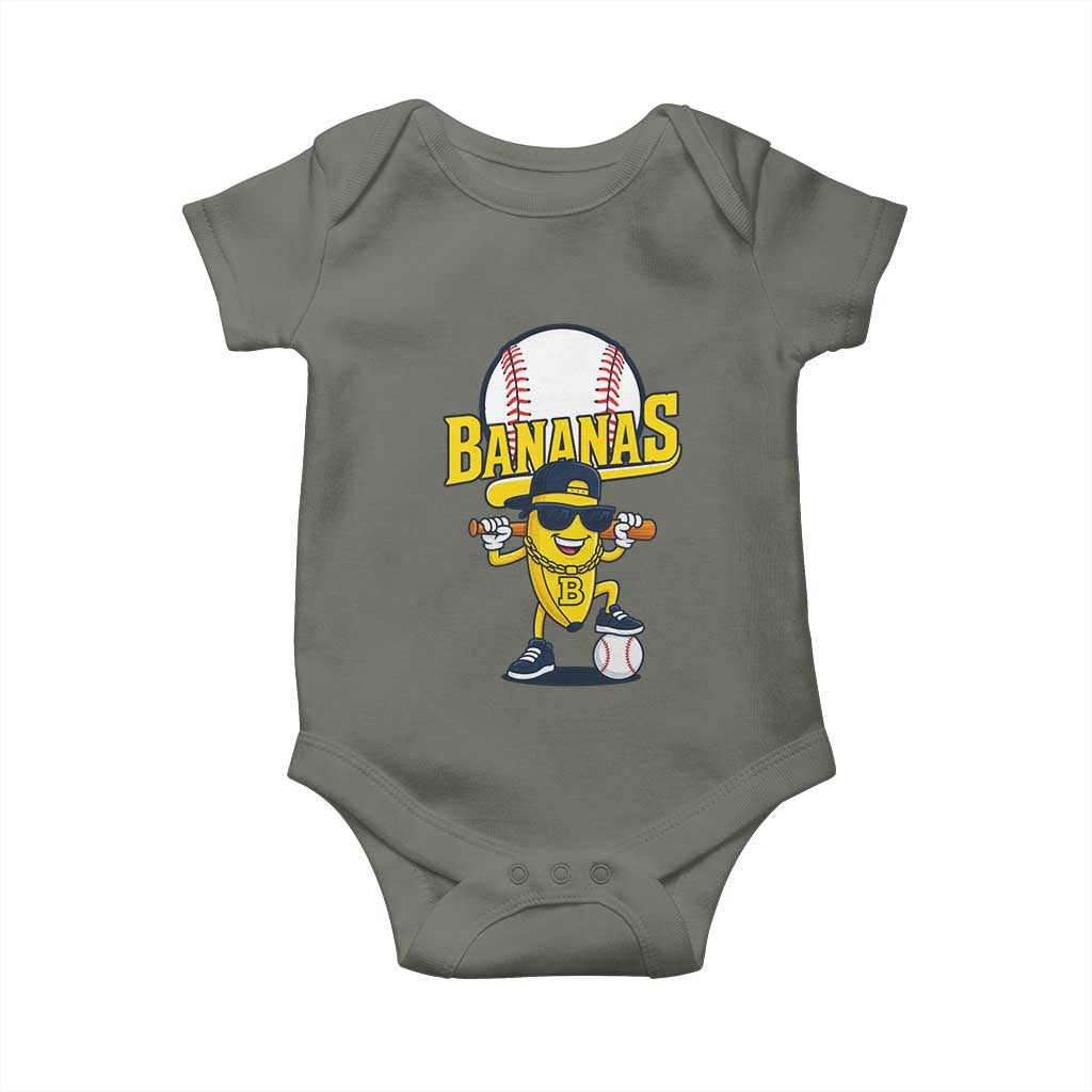Cool Banana Playing Baseball Baby Onesie Funny Fruit Sports Gift - Wonder Print Shop