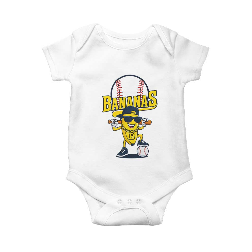 Cool Banana Playing Baseball Baby Onesie Funny Fruit Sports Gift - Wonder Print Shop