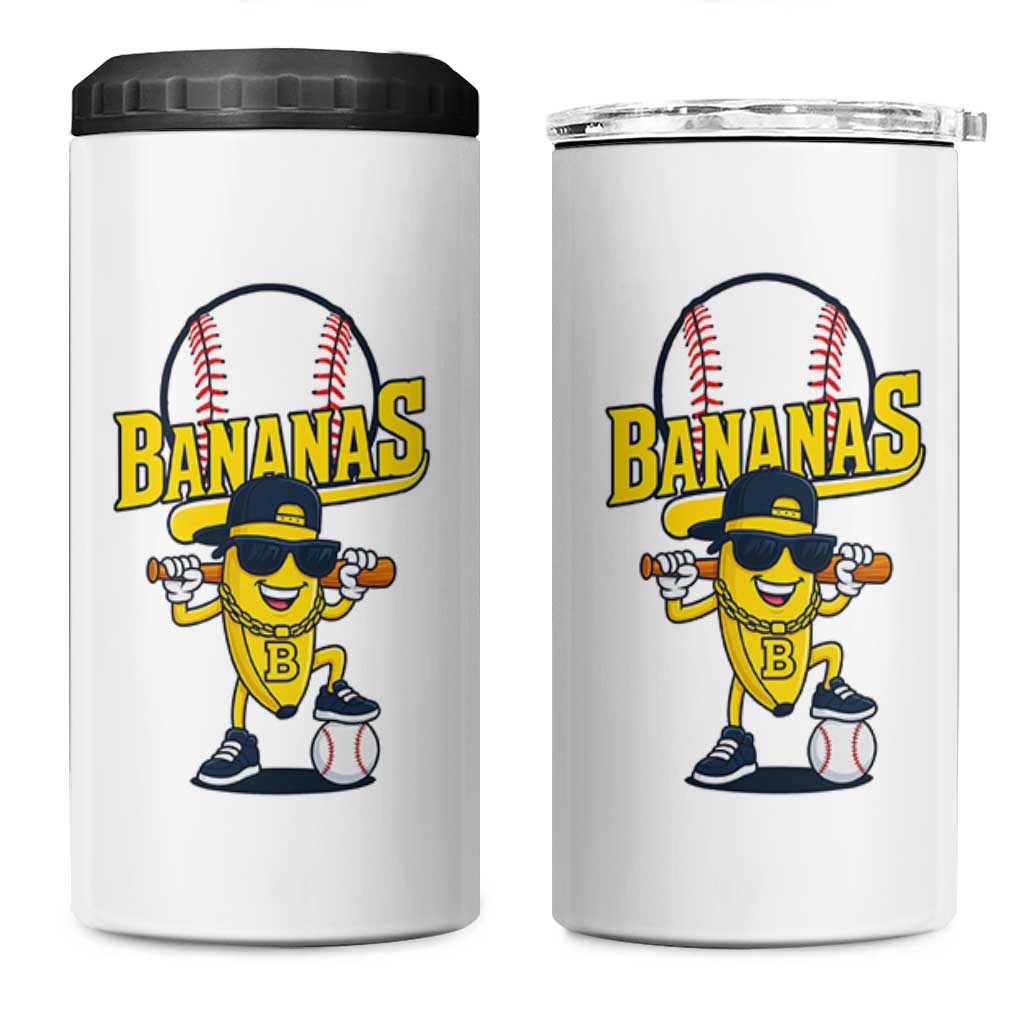Cool Banana Playing Baseball 4 in 1 Can Cooler Tumbler Funny Fruit Sports Gift