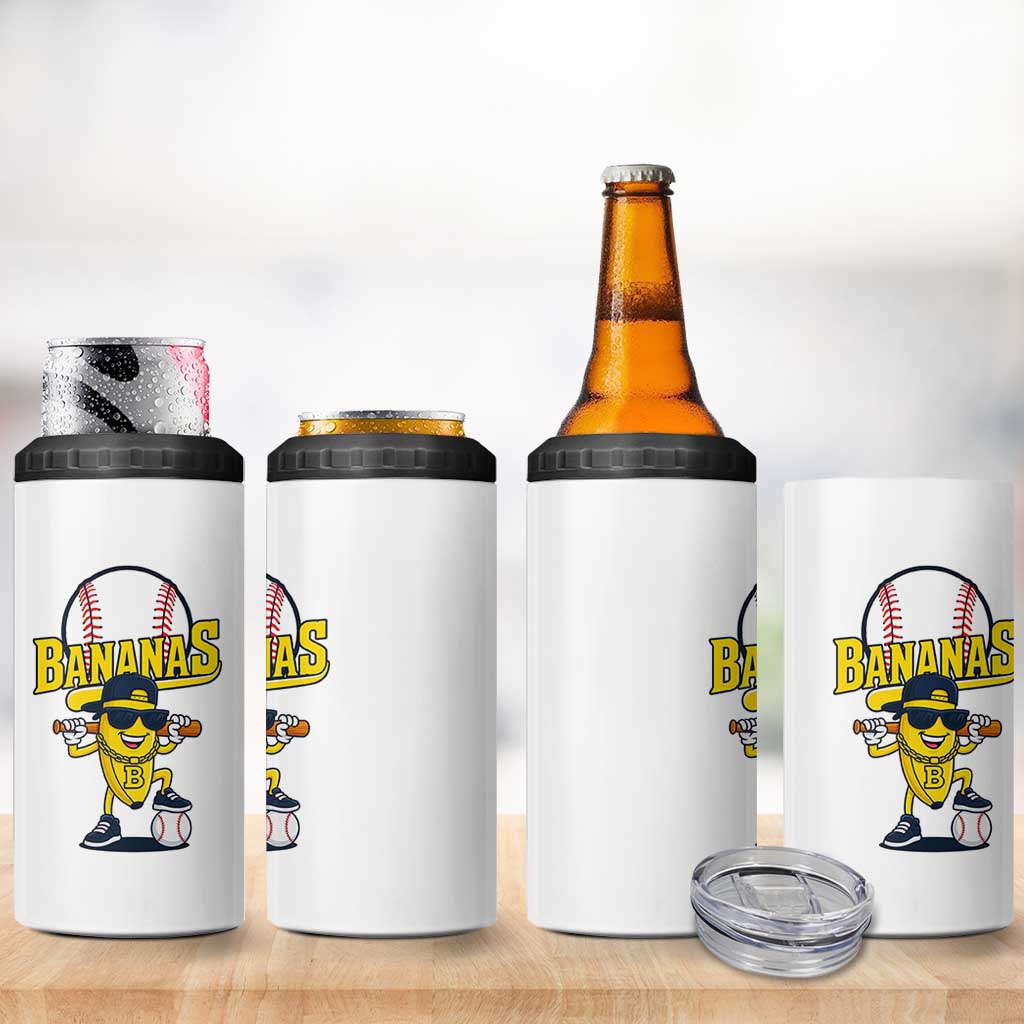 Cool Banana Playing Baseball 4 in 1 Can Cooler Tumbler Funny Fruit Sports Gift
