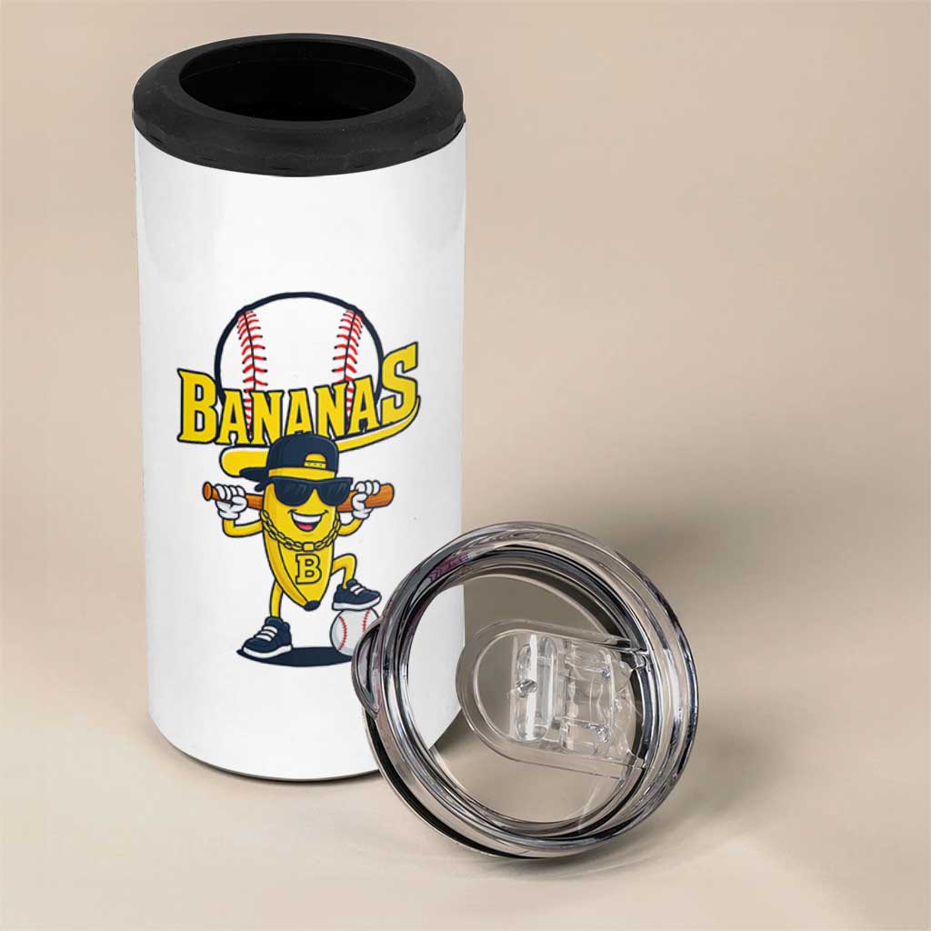 Cool Banana Playing Baseball 4 in 1 Can Cooler Tumbler Funny Fruit Sports Gift