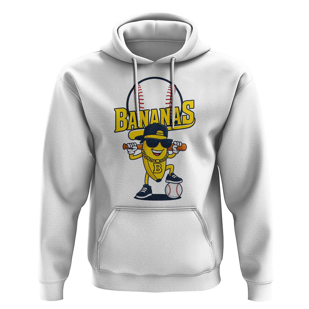 Cool Banana Playing Baseball Hoodie Funny Fruit Sports Gift - Wonder Print Shop