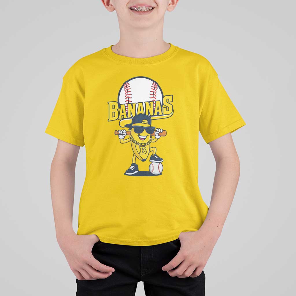 Cool Banana Playing Baseball T Shirt For Kid Funny Fruit Sports Gift - Wonder Print Shop
