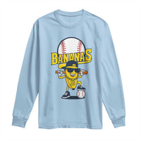 Cool Banana Playing Baseball Long Sleeve Shirt Funny Fruit Sports Gift - Wonder Print Shop