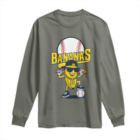Cool Banana Playing Baseball Long Sleeve Shirt Funny Fruit Sports Gift - Wonder Print Shop