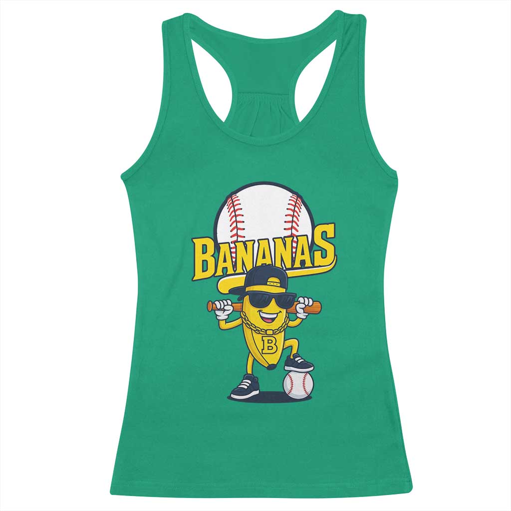 Cool Banana Playing Baseball Racerback Tank Top Funny Fruit Sports Gift - Wonder Print Shop