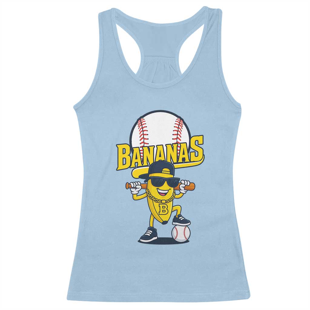 Cool Banana Playing Baseball Racerback Tank Top Funny Fruit Sports Gift - Wonder Print Shop